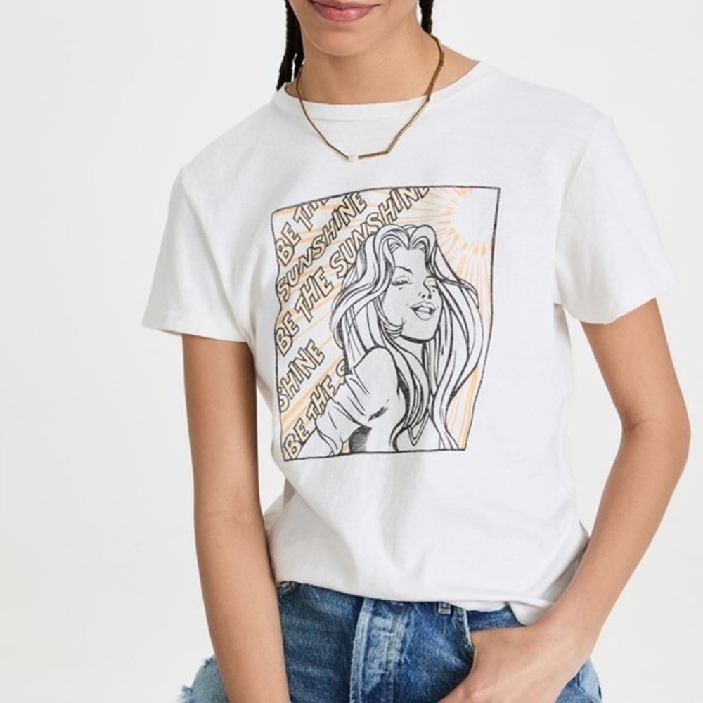 RE/DONE Be The Sunshine Graphic Tee White Short Sleeve Crew Neck Small